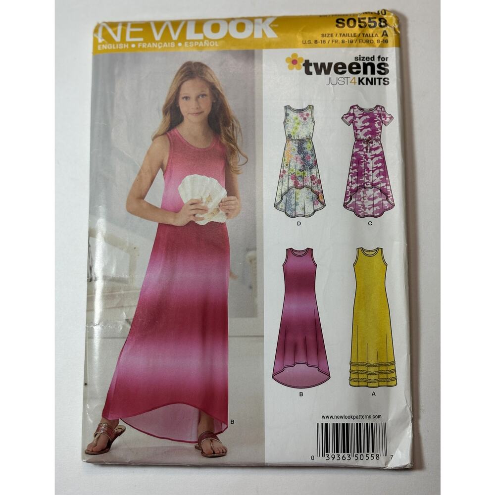 New Look 0558 Tweens in Knits Sizes  8 - 16 Summer Dresses vn